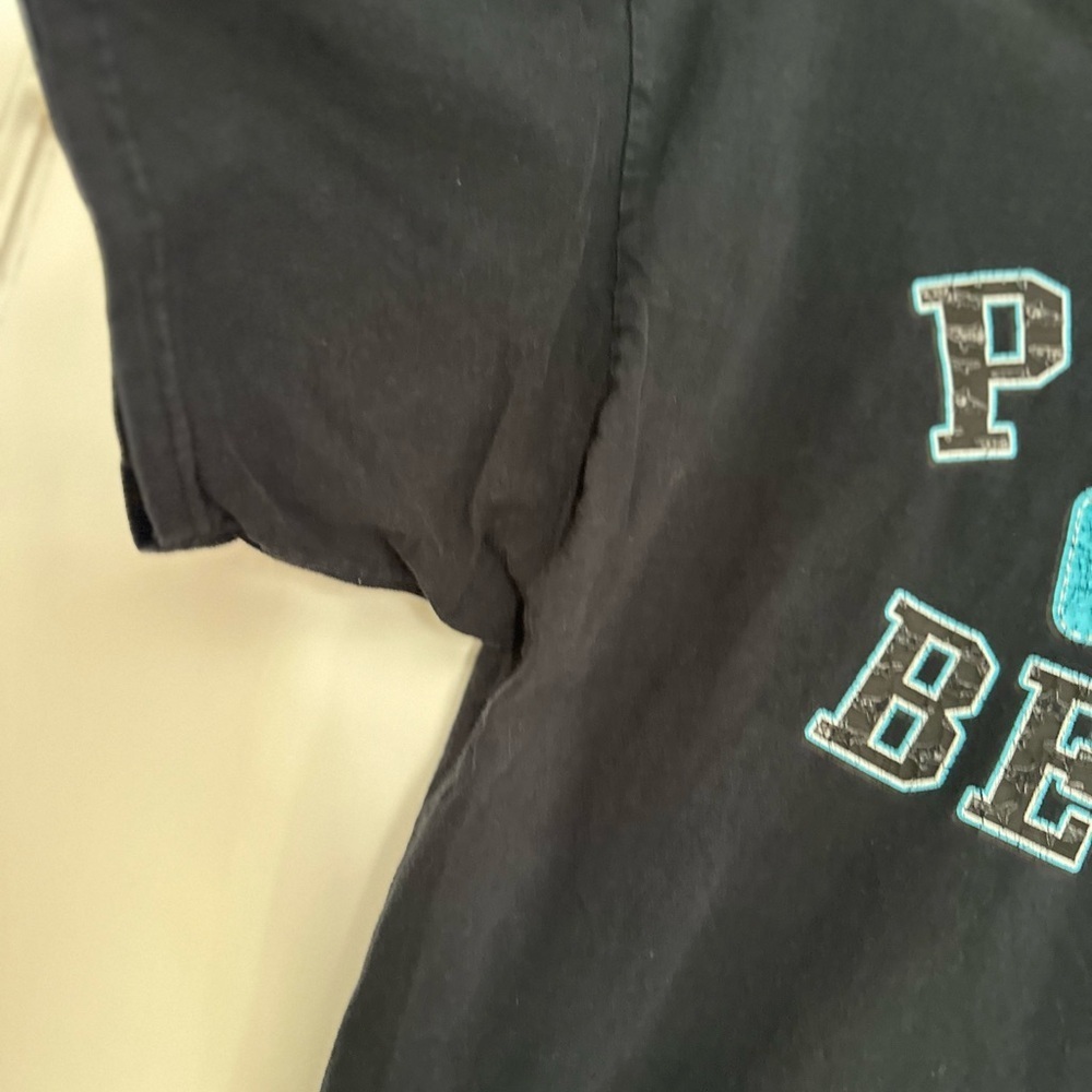 Vintage 90s / Y2K Fruit Of the Loom Palm Beach Graphic Black Short Sleeve Tee. - Picture 6 of 8